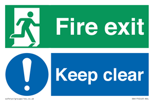 Fire exit Keep clear dual sign